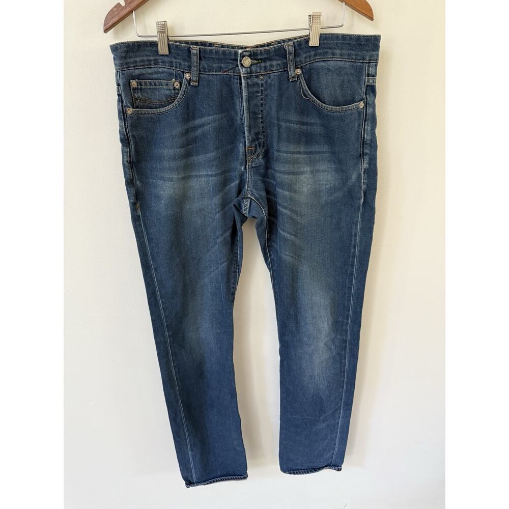 Ted Baker Jeans Mens 34L Blue Tinned Sardines Straight Leg Slim Fit Dark Wash